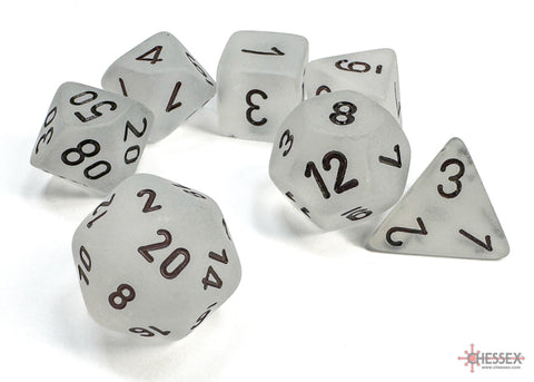 FROSTED CLEAR w/BLACK - 7-Die Gemini Dice Set