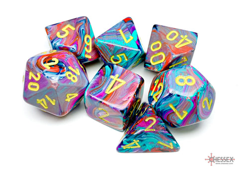 FESTIVE MOSAIC w/YELLOW - 7-Die Gemini Dice Set