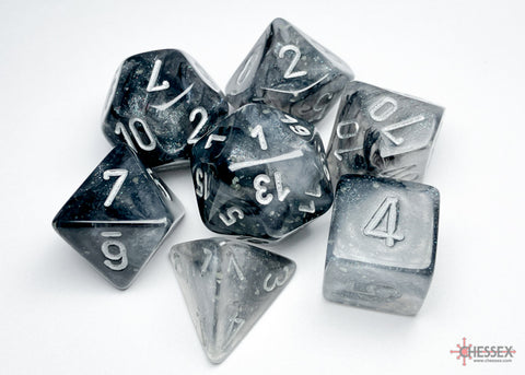 BOREALIS LIGHT SMOKE w/SILVER - 7-Die Gemini Dice Set