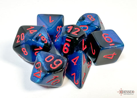 BLACK STARLIGHT w/RED - 7-Die Gemini Dice Set