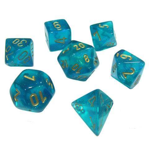 BOREALIS TEAL w/GOLD - 7-Die Gemini Dice Set