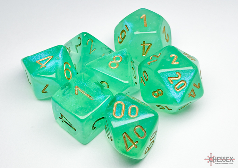 BOREALIS LIGHT GREEN/gold - 7-Die Gemini Dice Set