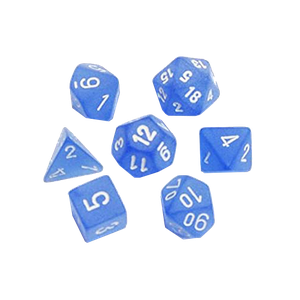 FROSTED BLUE w/WHITE - 7-Die Gemini Dice Set
