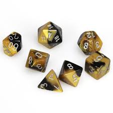 BLACK & GOLD w/SILVER - 7-Die Gemini Dice Set