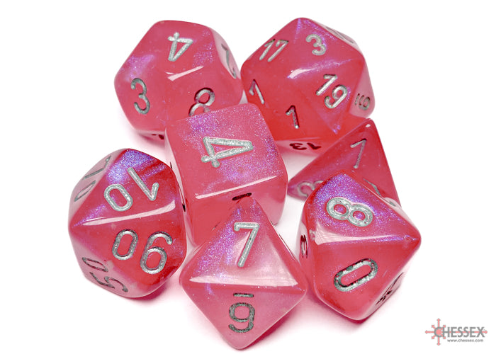BOREALIS PINK w/SILVER - 7-Die Gemini Dice Set