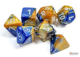 BLUE & GOLD w/White - 7-Die Gemini Dice Set