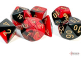 BLACK & RED w/GOLD  - 7-Die Gemini Dice Set