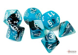 BLACK-SHELL w/WHITE - 7-Die Gemini Dice Set