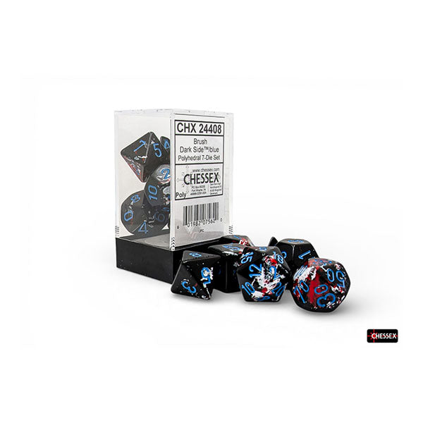 Brush Polyhedral 7 Dice Set - Dark Side/Blue