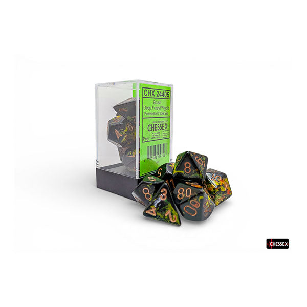 Brush Polyhedral 7 Dice Set - Deep Forest/Gold