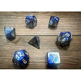 BLUE-STEEL w/WHITE - 7-Die Gemini Dice Set