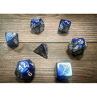 BLUE-STEEL w/WHITE - 7-Die Gemini Dice Set