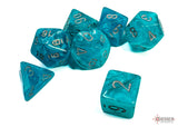 CIRRUS AQUA w/SILVER  - 7-Die Gemini Dice Set