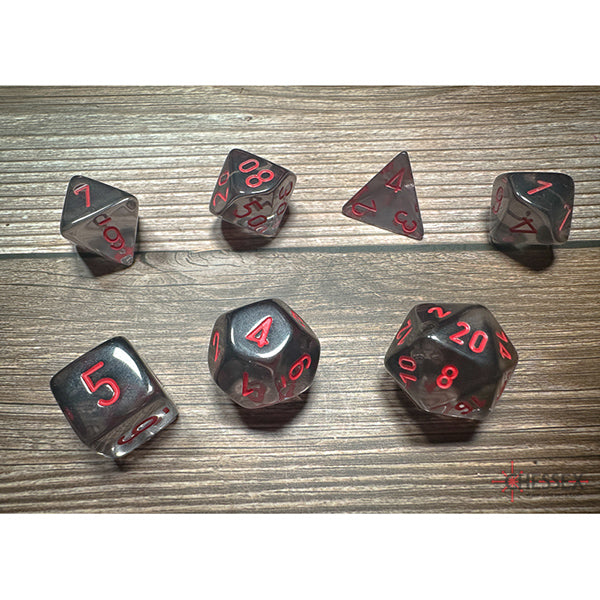 Translucent Smoke & Red- 7-Die Gemini Dice Set