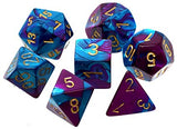 BLUE & PURPLE w/GOLD - 7-Die Gemini Dice Set