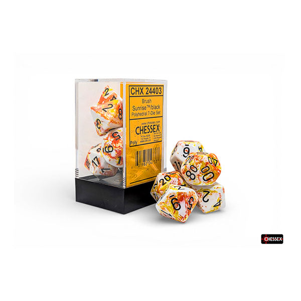 Brush Polyhedral 7 Dice Set - Sunrise/Black
