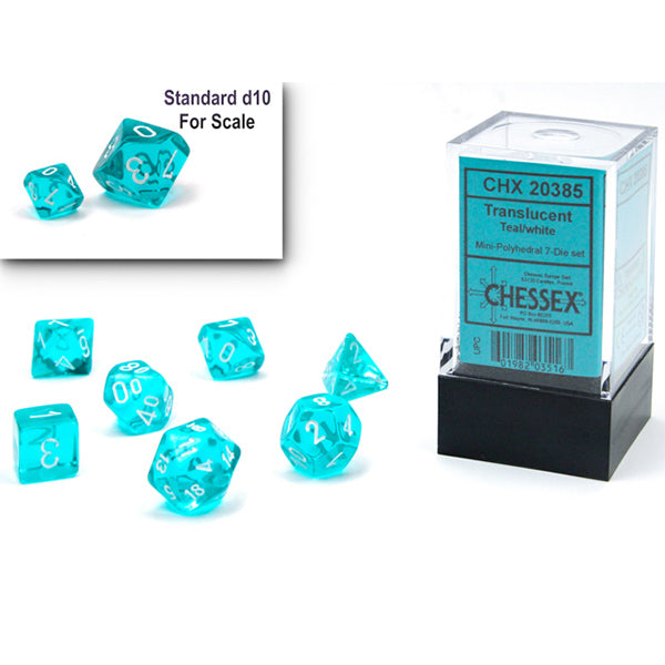Chessex - Mini Festive Polyhedral 7 Die Set - Teal/White