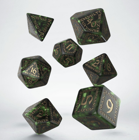 Runic Bottle-Green & Gold Dice Set