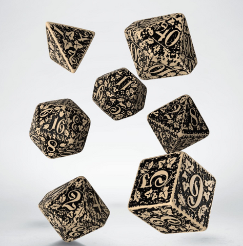Forest 3D Beige & black Dice Set (7)