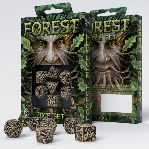 Forest 3D Beige & black Dice Set (7)
