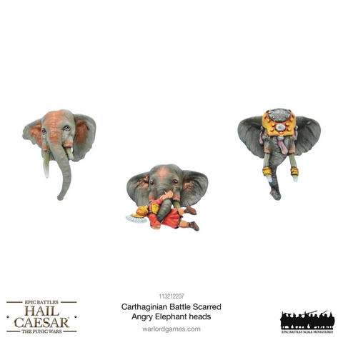 Carthaginian Battle Scarred Angry Elephant heads