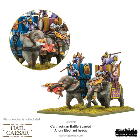 Carthaginian Battle Scarred Angry Elephant heads
