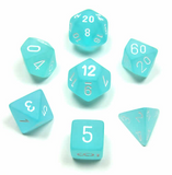 FROSTED TEAL w/WHITE - 7-Die Gemini Dice Set