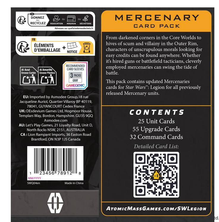 MERCENARY Card Pack