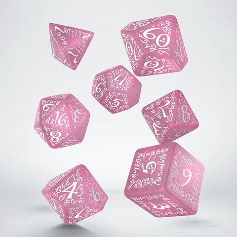 Elvish Shimmering Pink & White Dice Set (7)