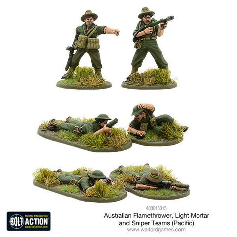 Australian Flamethrower, Light mortar and Sniper teams