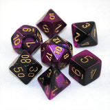 BLACK & PURPLE w/GOLD - 7-Die Gemini Dice Set