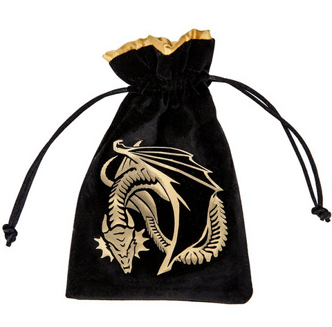 Dragon Black & golden Velour Dice Bag