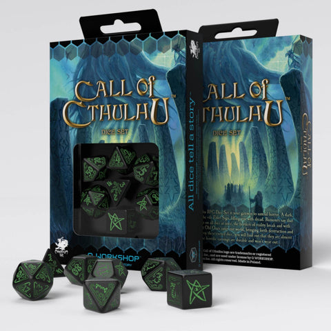 Call of Cthulhu 7th Edition Black & green Dice Set (7)
