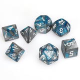 STEEL & TEAL w/WHITE - 7-Die Gemini Dice Set