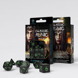 Classic Runic Black & green Dice Set (7)