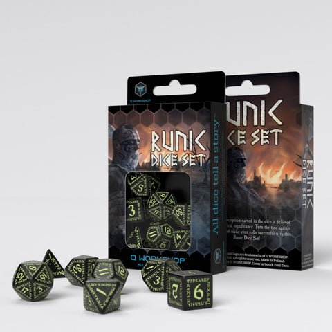 Runic Black & glow-in-the-dark Dice Set (7)