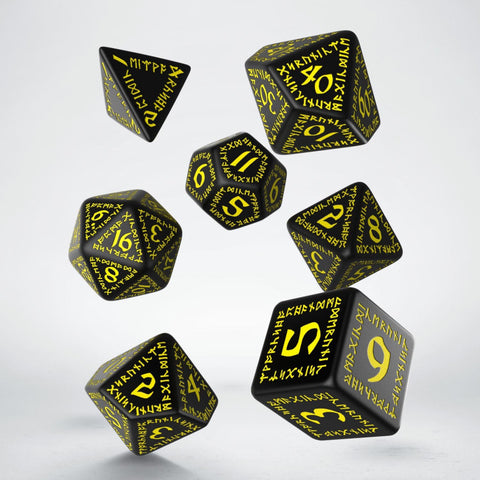 Runic Black & yellow Dice Set (7)