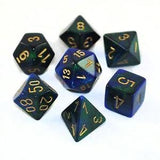 BLUE & GREEN w/GOLD - 7-Die Gemini Dice Set